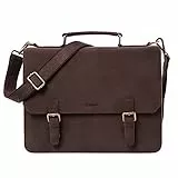 LEABAGS Leder Aktentasche Herren & Damen I Echtleder Laptoptasche bis 15 Zoll I Umhängetasche mit Schultergurt I Schultertasche I Messenger Bag I Arbeitstasche I Lehrertasche I Vintage Rotbraun