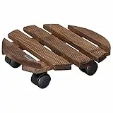 WAGNER Pflanzenroller Country Ø 30 x 8 cm I Blumenroller für Innenbereich I Rutschsicheres Rollbrett I Kübelroller aus FSC® Massivholz, palisander I Tragkraft 100 kg I Made in EU - 20018301