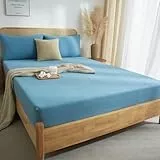 Luowei Muslin Spannbettlaken 90x200cm Dunkelblau 100% Baumwolle Bettlaken Boxspringbett Atmungsaktiv Absorbiert Schweiß Leinenartigem Matratzenschoner für 25-30 cm höhe Matratze