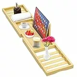 Ausziehbare Badewannenablage Bambus - Wannenbrücke, Ablage, Holz, Badewannentablett