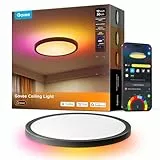 Govee Deckenlampe RGBIC 24W, Smart Led Deckenleuchte Ø30cm Kompatibel mit Matter, Alexa & Google Assistant, Deckenlampe Led Dimmbar mit 16 Millionen DIY Farben, für Schlafzimmer, Wohnzimmer, Schwarz