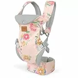 YooxArmor Babytrage Neugeborene ab Geburt,Ergonomische Gemütlich Leichtgewichtig Baby Carrier mit Nackenstütze für Kleinkind (3-36 Monate),4 Positionen,Geeignet für 3-30 kg,Rosa