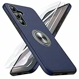 Doeshine Hülle für Samsung Galaxy S25 FE, Handyhülle für Samsung S25 FE mit 2 Stück Schutzfolie, Militärstandard Stoßdämpfende Schutzhülle, 360° Magnetischer Drehbarer Ständer, Blau