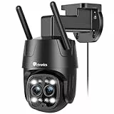 Ctronics 2.5K 4MP 6X Hybrid-Zoom Überwachungskamera Aussen WLAN 2,4/5GHz, IP Kamera Outdoor mit Automatisches-Zoom-Tracking, Dual-Objektiv, Personenerkennung 355°90° Farbnachtsicht Zwei-Wege-Audio PC