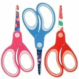Asdirne Linke Kinderschere, Sicherheitsschere, Bastelschere mit stumpfer Spitze, Klingen mit Muster, ideal für Zuhause und Schule, 13,5 cm, 3 Stück