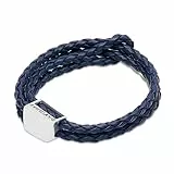 DAVIDOFF Home Run Herren Armband Dunkelblau – sportliches Armband aus handgeflochtenem Leder – Lederarmband mit Metallelement und Schiebeverschluss