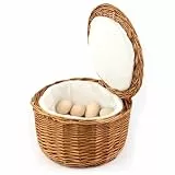 APS 30299 Eierkorb, hellbeiges Eikörbchen, Eierbehälter, stabile Vollweide, für ca. 20 Eier, hält den Inhalt durch das Stoff-Futter lange warm, Durchmesser 26 cm, Höhe 17 cm, Beige