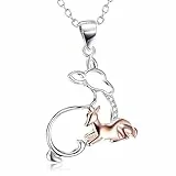 YAFEINI Hirsch Reh und Rehkitz Halskette 925 Sterling Silber Mutter Tochter Hirsch Mama Muttertagsgeschenke Schmuck für Damen Mama