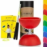 Diabolo Freizeitsport Jonglier-Set Basic (rot) - Diabolo mit Aluminium-Handsticks, Ersatzschnur, Anleitung. Perfekt für Kinder, Einsteiger & Anfänger