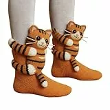 3D Stricksocken Damen Strick Bodensocken Lustige Socken Warme Wintersocken mode Cartoon Bestickte Sportsocken Gestrickte Tier Hai Krokodilform Bettsocken Anti-Rutsch-Strickpullover Haushalt