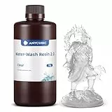 ANYCUBIC Wasser Waschbares Resin 2.0, 3D Drucker Harz Wasserlöslich, UV-Resin 405nm Standard Photopolymer Harz, Geringer Geruch, Geeignet für 4/6/8K LCD 3D-Drucker (Transluzent,1000g)