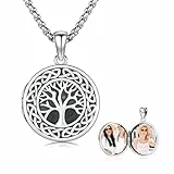 CUOKA MIRACLE Baum des Lebens Bild Kette 925 Silber Lebensbaum Medaillon Kette Foto Bilder Anhänger Halskette Amulett für Damen (02-keltisch)