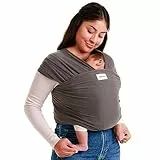 Sleepy Wrap Babytragetuch - Anschmiegsames & Einfach zu Bindendes Tragetuch Baby Neugeboren bis 15 kg, Waschbar, Leicht & Atmungsaktiv (Grau)