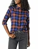 Amazon Essentials Damen Regular-Fit Leichtes Kariertes Langarm-Flanellhemd, Mehrfarbig Fensterkaros, L