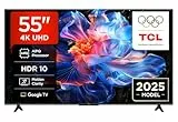 TCL 55V6C 55 Zoll Direct LED TV, 4K HDR Fernseher, Smart TV mithilfe von Google TV (Dolby Audio, Motion Clarity, Kompatibel mit Google Assistant & Alexa)