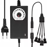 RUIZHI Pwm Lüftersteuerung + 12V Netzteil, Pwm Regler Fan Speed Control Module, 100–240 V AC zu 3–12 V DC, 24 W, einstellbarer Adapter mit Splitterkabel, DC-Buchse 4pin