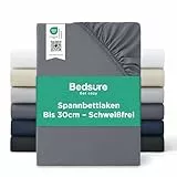 Bedsure Spannbettlaken 200x200cm Bis 30cm - Bettlaken 200 x 200 Boxspringbett, Oeko-TEX Zertifiziert Spannbetttücher, Gebürsteter-Mikrofaser, Hautfreundlich Weich & Pflegeleicht, Anthrazit-grau