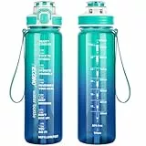 Trinkflasche 1L BPA-frei aus Tritan | Sportflasche mit 2-in-1 Trinköffnung | Strohhalm & Direkttrinken | Auslaufsichere Wasserflasche für Sport, Fitness, Arbeit, Radfahren, Wandern, Outdoor