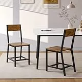 YOUDENOVA Esszimmerstühle 2er Set, Stabiles Metallgestell, Bequeme Küchenstühle mit Rückenlehne, geeignet für Wohnzimmer, Esszimmer und Küche, Vintage-Braun, bis 150 kg belastbar