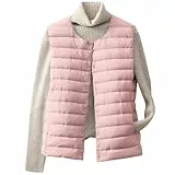 KODMNSW Steppweste Damen Leichte Ärmellose Steppjacke Wärmer Daunenjacke Weste mit Knopf Elegant Damenweste Kurz Vest Leichter Winterweste Übergangsjacke Daunenweste Ohne Ärmel Jacke Rosa 3XL