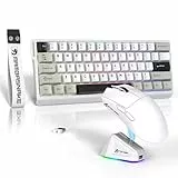 ATTACK SHARK x MAMBASNAKE X60HE Magnetische Tastatur mit X11 Gaming-Maus, kabelloses Tastatur- und Maus-Set, BT/2.4G/USB-C, Rapid Trigger, 8K Polling-Rate, PAW3311, 22000 DPI, ultraleichte Maus–Weiß