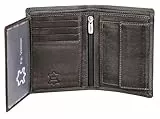 Fa.Volmer ® Ledergeldbörse aus echtem Büffelleder I Großes Portemonnaie für Herren & Damen I TÜV geprüftem RFID Schutz in Farbe Braun und Schwarz (Grau)
