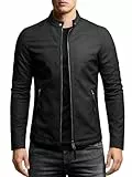 Crone Noa Herren Lederjacke Cleane Basic Echtleder Jacke (S, Matt Schwarz, Schafsleder)