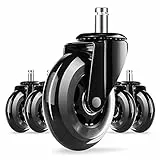 Homimaster Bürostuhl Rollen 5er Set, Gaming Stuhl Rollen 11×22mm,Ersatzrollen für Teppich und Parkett,Gummirollen,Hartbodenrollen für Bürostuhl,Gaming Stuhl und Schreibtischstuhl,Glatt und Leise