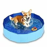 Faltbar Hundepool,Schwimmbad für Hund,Hunde Planschbecken für Haustiere,Faltbarer PVC Hundepool für Kleine Hunde,Schwimmbecken,Mini Pool für Katzen,60×20 cm, 1 Stück