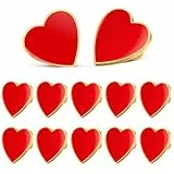 Amosfun Herzbroschen Set 12 StüCk Rote Herz Anstecknadeln FüR Damen Valentinstag Deko Party Accessoires Kleidung Taschen Schmuck