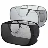2 Stück Wäschekorb Faltbar,75L Wäschesammler Klappbar mit Griffen,Laundry Basket Tragbar für Bad Camping Reisen,Schwarze und Graue Farben (Schwarz + Grau)