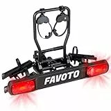 Favoto Fahrradträger für 2 Fahrräder Anhängerkupplung Klappbarer – Aluminium Heckträger für 2 Fahrräder bis 50 kg mit Rücklicht Diebstahlsicherung & Nummernschildhalter max 29x2.25 Reifen