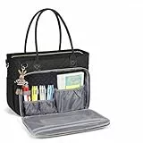 Xiyocadt Lehrertasche mit Laptopfach, Lehrer Arbeitstasche mit Erweiterter Aktenordnertasche, Lehrerbedarf, Tragbare Lehrertasche für Frauen