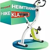 Ultrasport Heimtrainer F-Bike 150 mit Handpuls-Sensoren, Fitnessfahrrad mit Trainingscomputer und Handpulssensoren, klappbar, Orange
