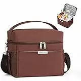 HOMESPON Kühltasche Klein 10L Faltbare Isoliert Lunchtasche für Unterwegs, Picknick, Büro & Reise Thermotasche lunch bag mit Tragegriff(Braun M)