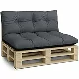 Amazinggirl Palettenkissen Outdoor Kissen 2er-Set Palettenkissen - Auflagen für Paletten Europaletten Palettensofa und Palettenmöbel Palettenpolster Outdoorkissen Gartenkissen Graphit