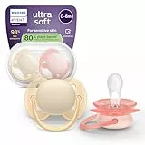 Philips Avent ultra soft Schnuller – kiefergerecht geformtes Design, für Babys von 0–6 Monaten, flexibles Saugerschild, symmetrischer Silikonsauger, BPA-frei, 2 Pack, SCF091/38