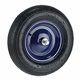 Relaxdays Schubkarrenrad 4.80 4.00-8, luftbereift, Stahlfelge, mit Achse, Ersatzrad Schubkarre, bis 120 kg, schwarz/blau