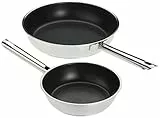RÖSLE ELEGANCE Bratpfannen-Set 2-tlg., Hochwertige Universalpfannen mit robuster Antihaftversieglung ProPlex, 20 und 28 cm, Edelstahl 18/10, Induktionsgeeignet, Spülmaschinengeeignet, 54 x 32 x 13 cm
