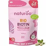 Bio Biotin Vitamin B7 : 100% Natürlich & Hochwertig | 60 Kapseln vegan hochdosiert für 2 Monate | 450 µg aus Bio-Pflanzenextrakten für Haare, Haut, Nägel & Nervensystem, für Männer und Frauen
