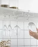 LINFIDITE Weingläser Halter 2 Stück Unter Dem Schrank Weinglashalter Stemware Rack hängende Kein Bohren Für Hausbar Küche Bar Restaurant Weiß