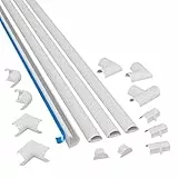 D-Line 30x15mm Kabelkanal 4m Multipack, halbrundes Profil, Selbstklebende Kabelabdeckung, überstreichbar, Kabelmanagement – 4X 30mm (B) x 15mm (H) x 1 m Länge und Zubehör – Weiß