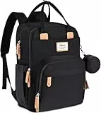 RUVALINO Baby Wickelrucksack, Multifunktional Wickeltasche Reise Rucksack Große Kapazität Babytasche mit Wickelunterlage, Wasserdicht Stoffe, Passform für Kinderwage(Schwarz)