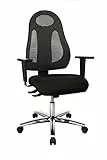 Topstar Free Art Chrom, ergonomischer Bürostuhl, Schreibtischstuhl mit Design-Rückenlehne, inkl. höhenverstellbarer Armlehnen, Stoff, Dunkelgrau/Schwarz