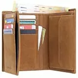 KORUTA Leder Geldbörse Herren mit RFID Schutz I Portemonnaie Groß mit Münzfach I 13 Fächer I Echtleder Geldbeutel für Männer I Brieftasche Wallet Portmonee braun