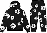 Sudiup Y2K Hoodie Damen Herren Aesthetic Hoodie Casual Retro Große Pullover Harajuku Jacke, Schwarzer Anzug, Medium
