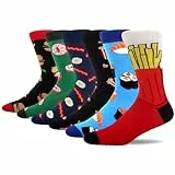 MAKABO Bunte Lustige Herren Socken, 6 Paar Witzige Essen Motiv, 43-46
