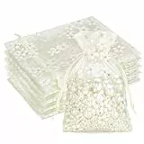 G2PLUS 10x12cm Organzasäckchen mit Gänseblümchen-Muster: 30 Stück Beige Geschenkbeutel mit Kordelzug, Kleine Organzabeutel für Hochzeitsgeschenke, Schmuck, Parfüm, Mitbringsel