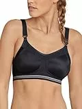 Schiesser Damen Sport BH High Impact Bra Active 70-95 Cup A-C 75-95 Cup D-E Schwarz Weiss, Größe:85B, Farbe:Schwarz (000)