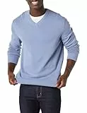 Amazon Essentials Herren V-Ausschnitt Pullover aus Baumwolle, Normale Passform, Staubblau, XXL